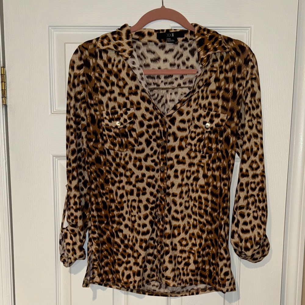 Forever 21 leopard button up shirt